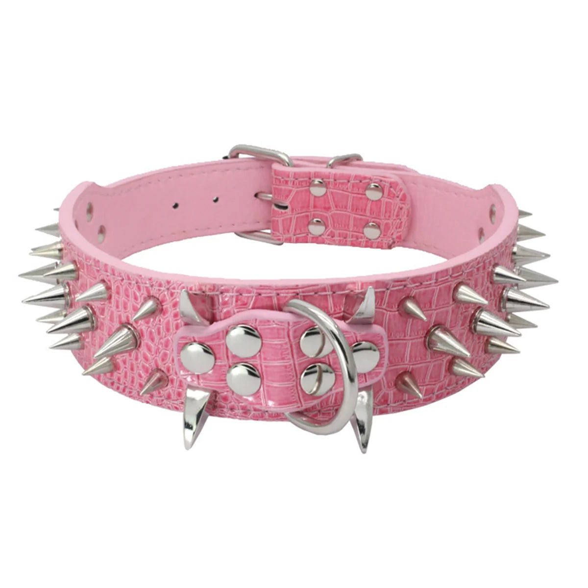 Set aus Hundehalsband und Leine mit Spikes, Hundehalsband aus Leder mit Nieten, verstellbares Hundehalsband für Spaziergänge im Freien - Animalivo