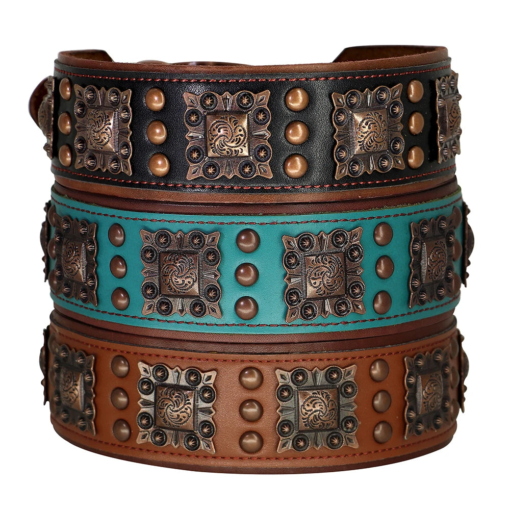 Cooles Hundehalsband aus Echtem Leder mit Spikes (Verstellbar) - Animalivo