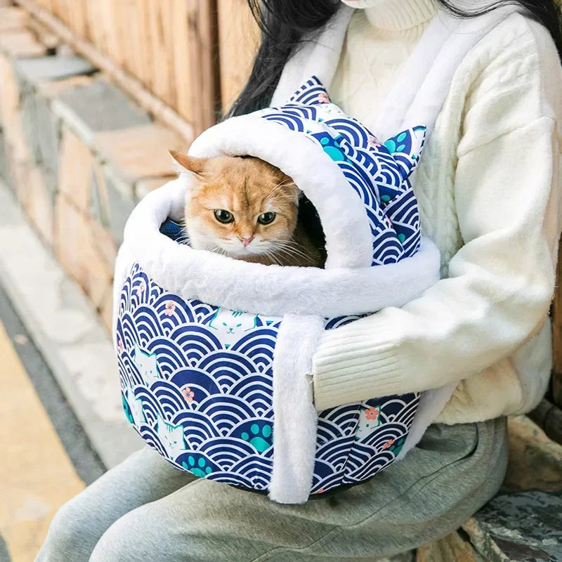 Warmer Plüsch-Rucksack (Brusttasche) für Katzen & Welpen - Animalivo