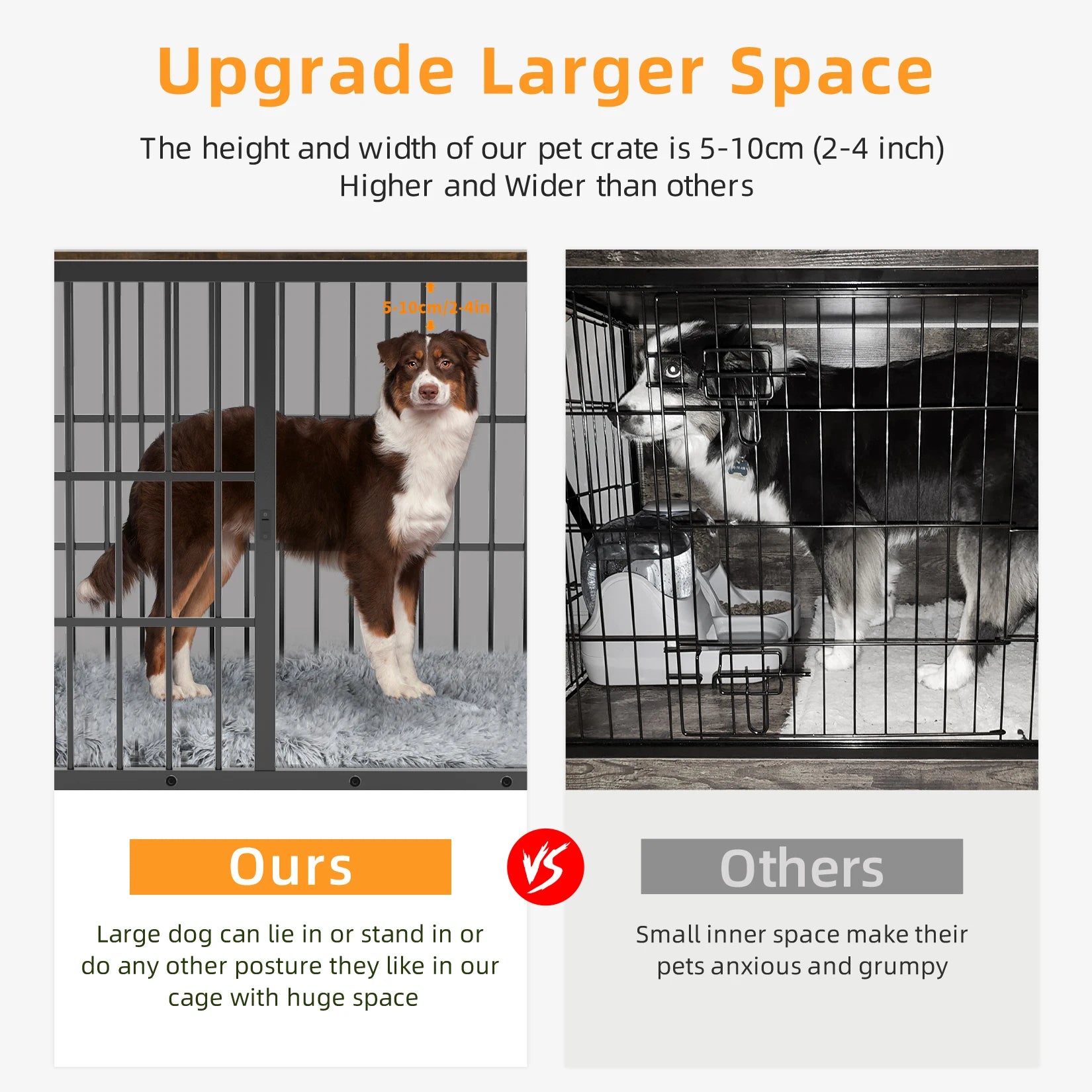 Hundekiste im Möbelstil (Holz & Metall) mit 3 Türen & Tablett - Animalivo