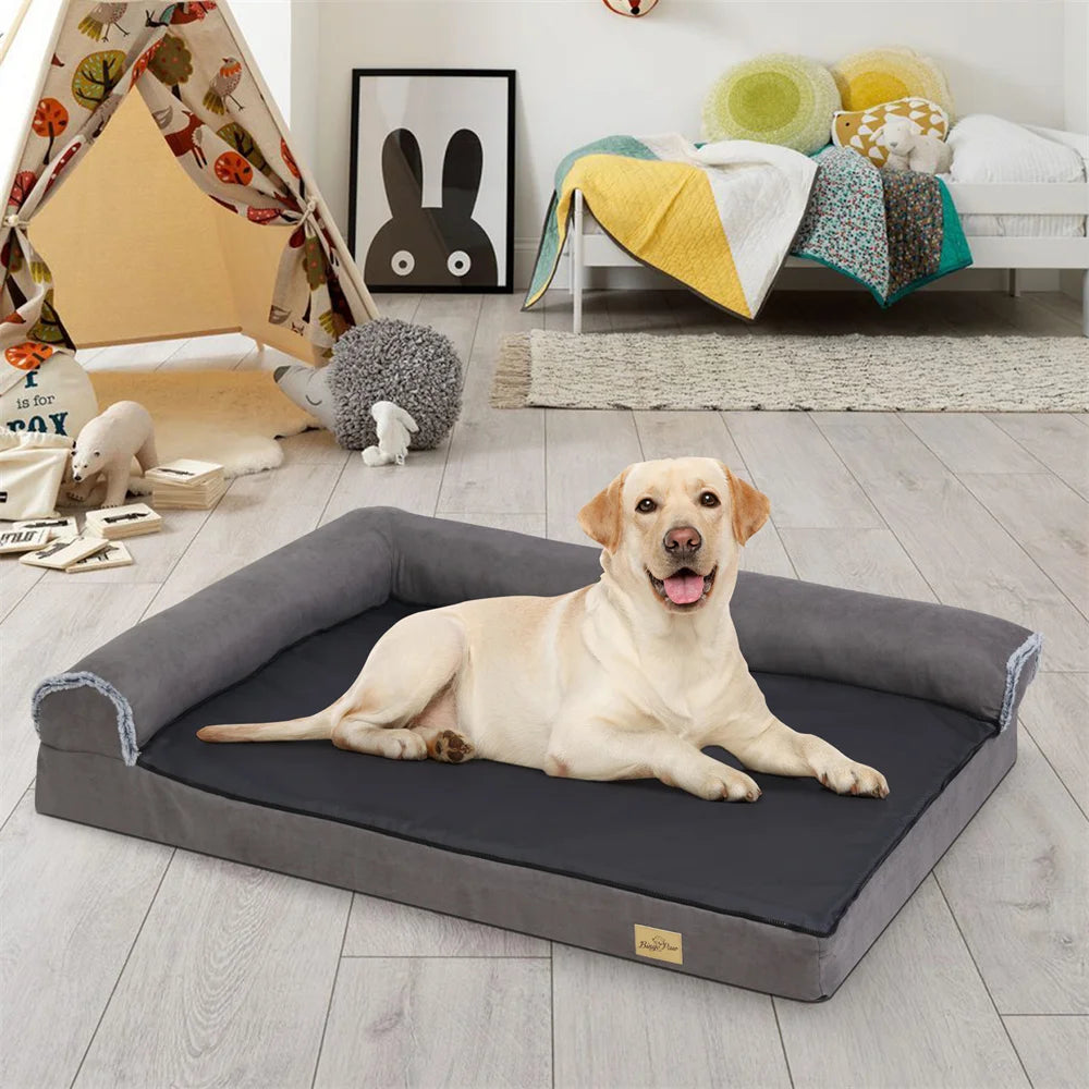 Orthopädisches XXL/XL Hundebett: L-förmiges Chaiselongue-Sofa mit abnehmbarem Bezug - Animalivo
