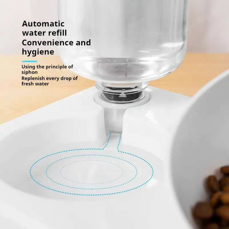 Erhöhte Doppelnäpfe mit Wasserspender, 15° geneigt - Animalivo