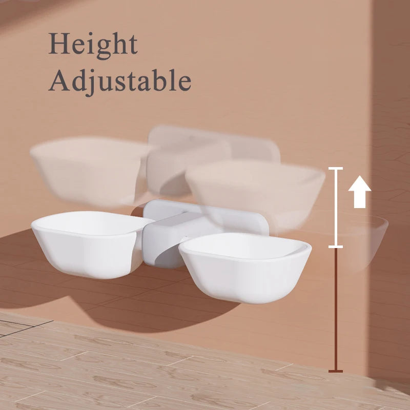 Höhenverstellbarer Wand-Doppelnapf für Katzen & Hunde - Animalivo