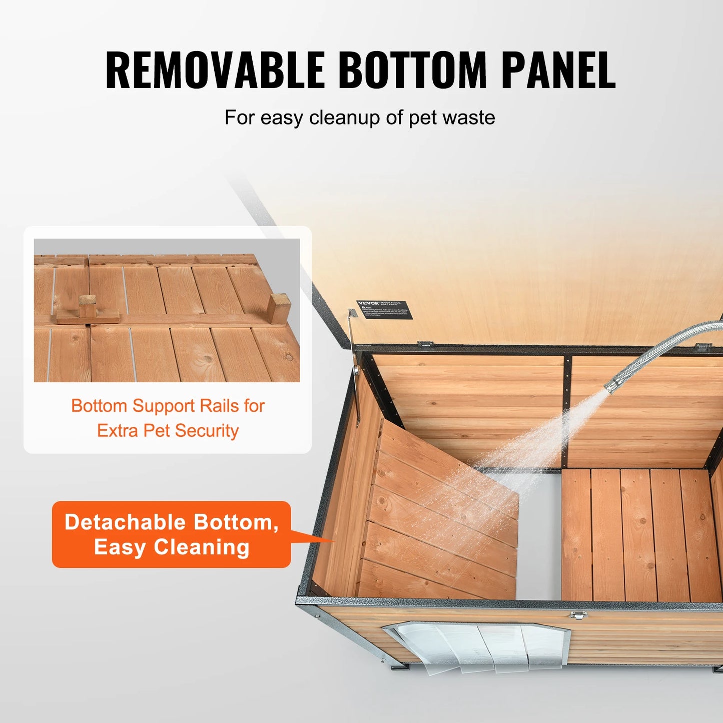 Isoliertes Outdoor-Hundehaus aus Holz mit Eisenrahmen & Klappdach - Animalivo