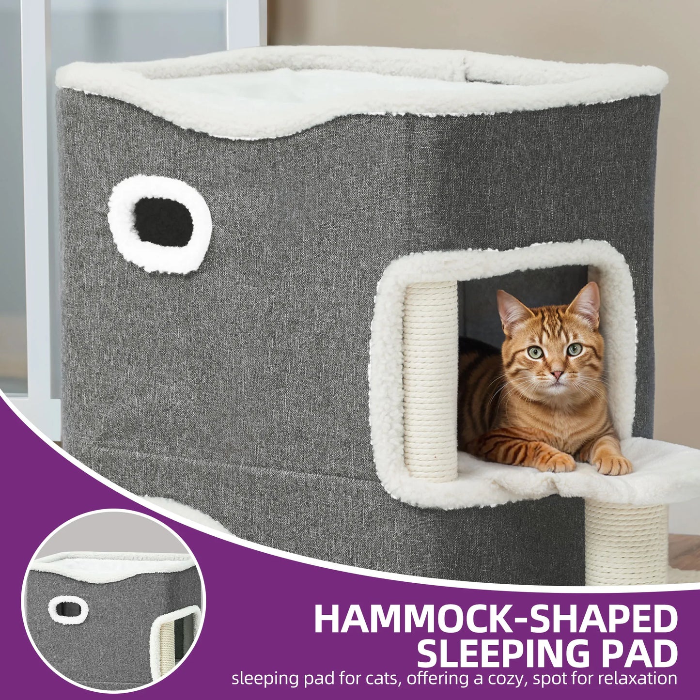 Multifunktionales Katzenhaus mit Kratzbaum & Spielzeug - Animalivo