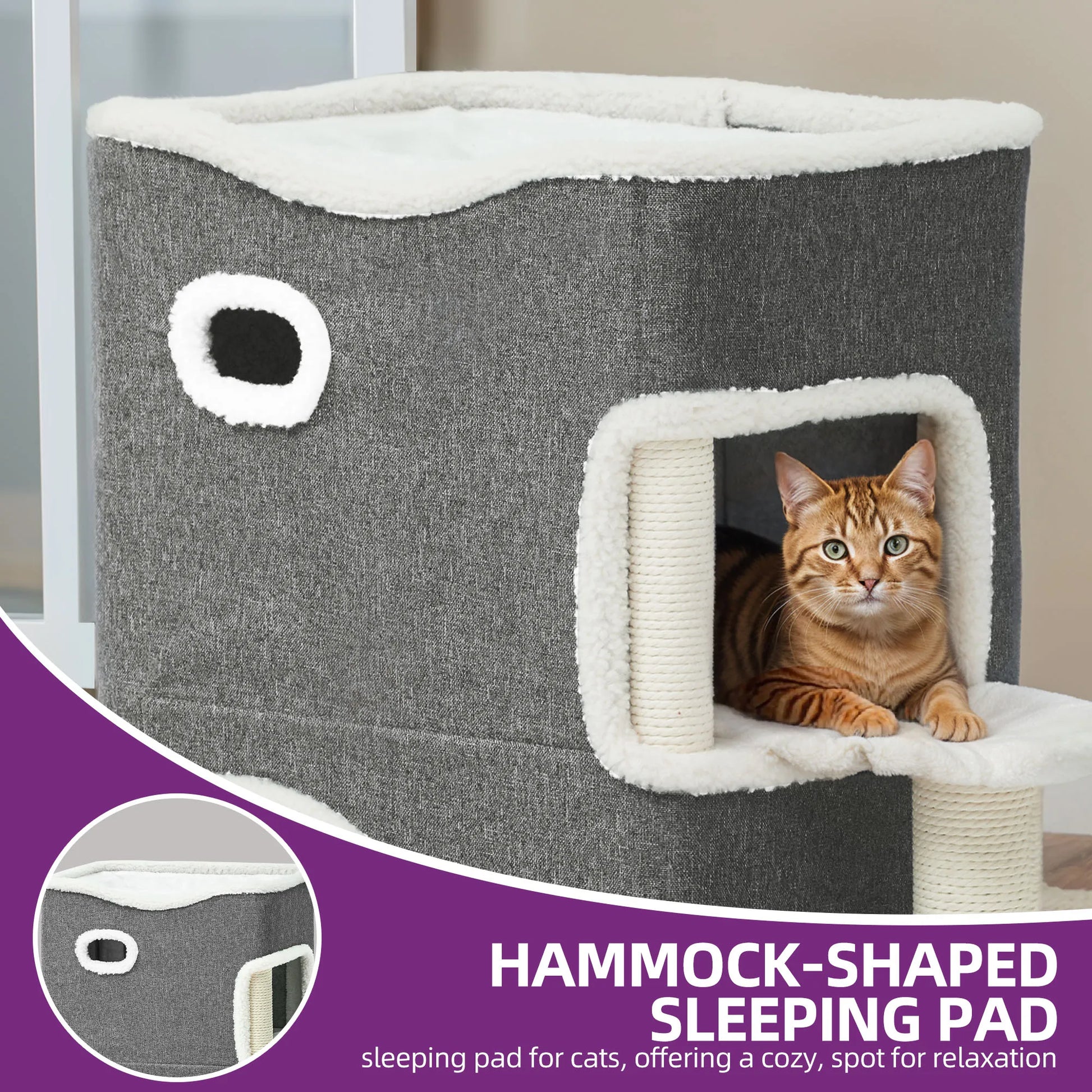 Multifunktionales Katzenhaus mit Kratzbaum & Spielzeug - Animalivo