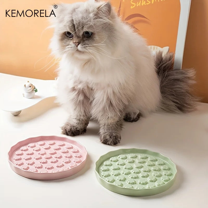 Keramik-Slow-Feeder Katzenschale im Pfoten-Design - Animalivo