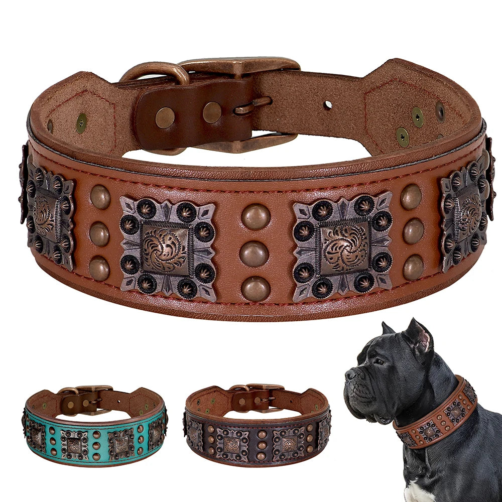 Cooles Hundehalsband aus Echtem Leder mit Spikes (Verstellbar) - Animalivo