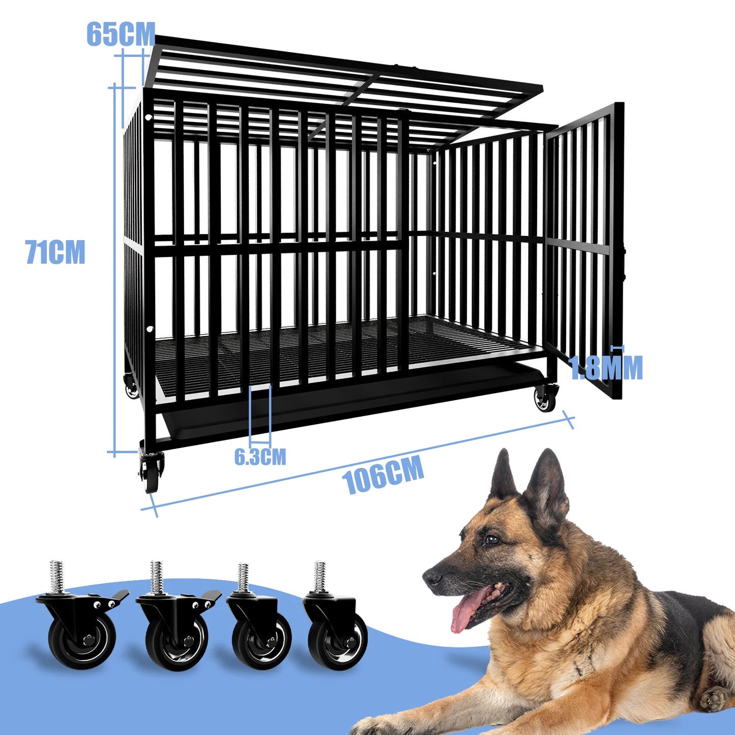 Extra Große Hundebox aus Legiertem Stahl (Unzerstörbar & Mobil) - Animalivo