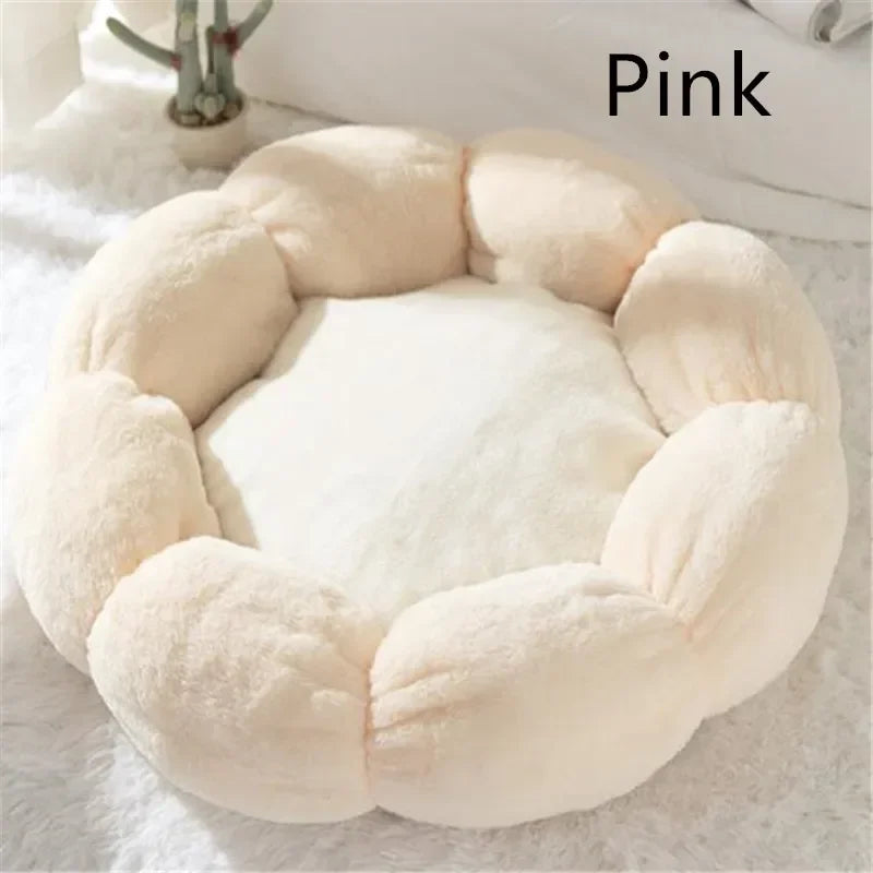 Blumenförmiges Ultraweiches Plüsch-Katzenbett - Animalivo