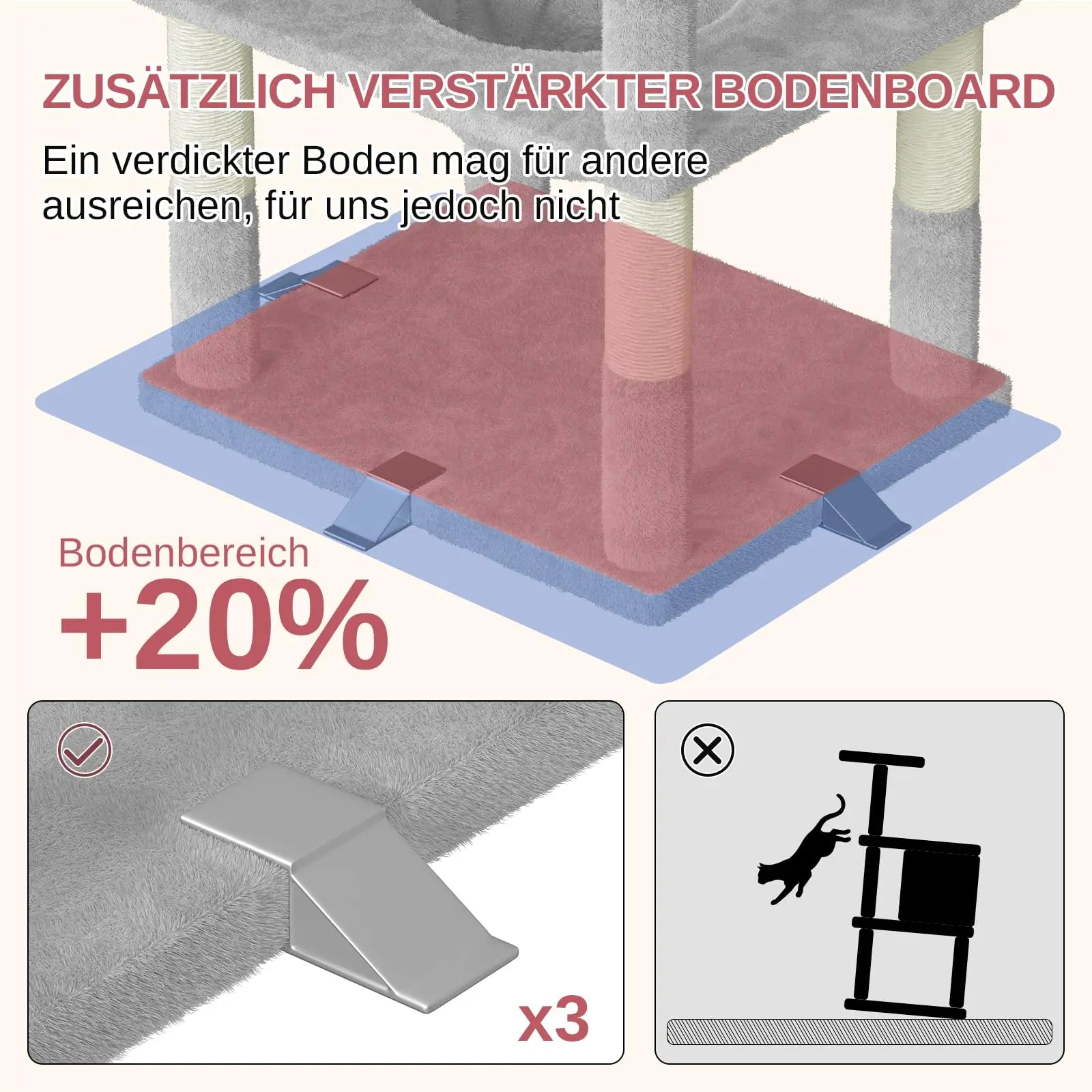 Oak&Tea XXL-Katzenbaum 208cm – Kratzbaum mit Haus, Hängematte & Kratzbrett, kippsicher für große Katzen - Animalivo