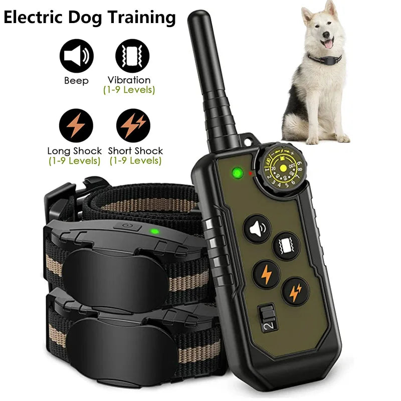 Elektrisches Hundetrainingshalsband mit Fernbedienung, wasserdicht, für Hunde, Rindeanschlag für alle Größen, Schock-Vibrationsgeräusche, Elektroschocker - Animalivo