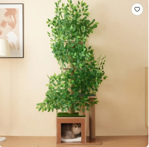 Kratzbaum aus Massivholz mit Rad 80×40×152 cm Kratzbaum mit 4-Plattform-Katzenrad Kratzbaum Kratzbaum Katzenklettergerüst - Animalivo