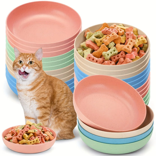 4er Set Flache Katzennäpfe (14 cm), Bunt & Rutschfest - Animalivo