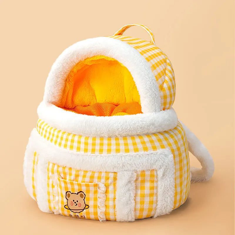 Warmer Plüsch-Rucksack (Brusttasche) für Katzen & Welpen - Animalivo