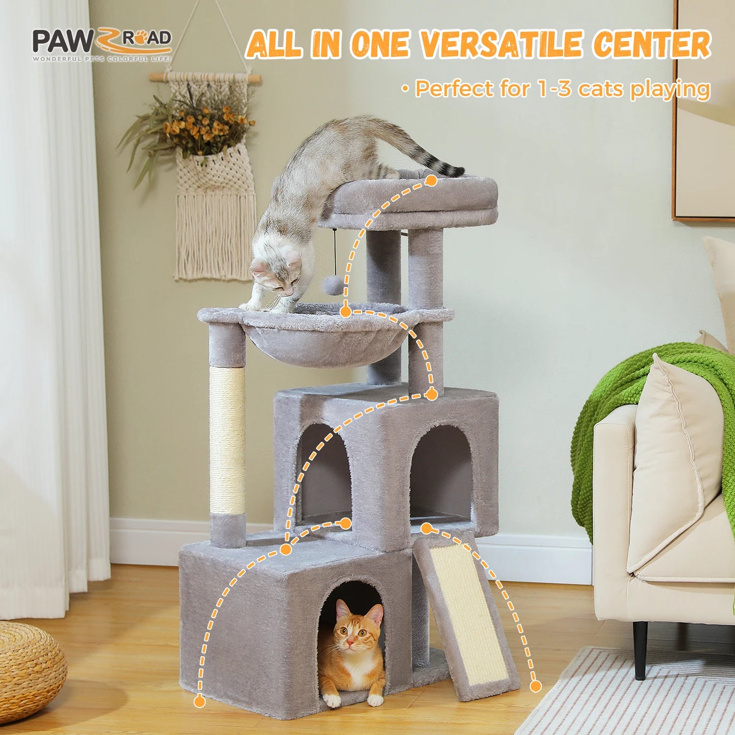 Großer Kratzbaumturm für Katzen im Innenbereich
