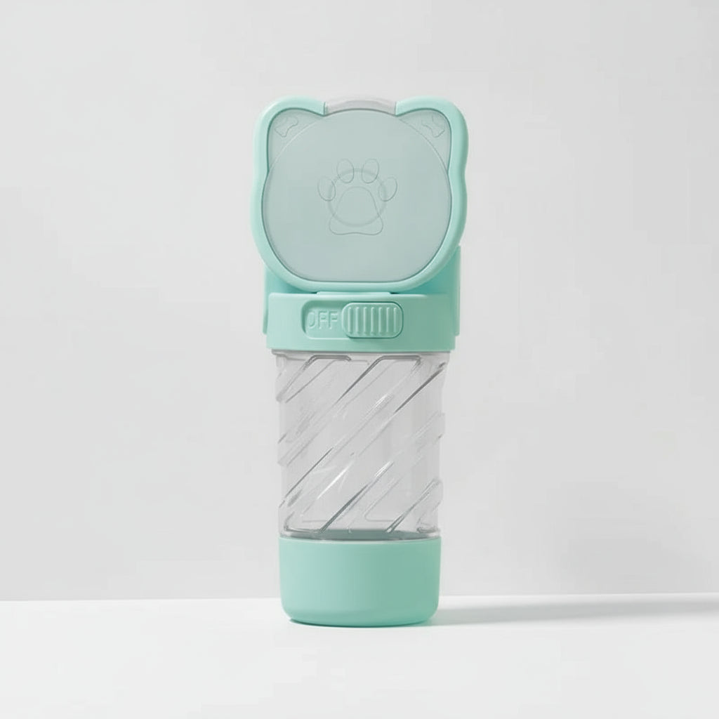 Hundeflasche 4-in-1: Tragbare Wasser- & Futtertasse mit integriertem Kotbeutel-Spender - Animalivo