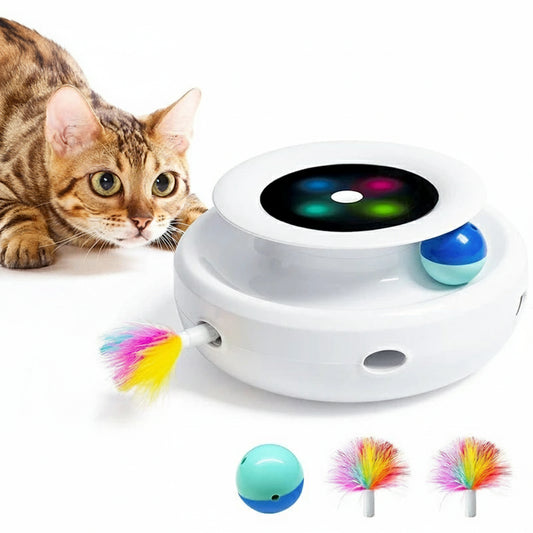 Smartes 2-in-1 Katzenspielzeug: Feder & Ball
