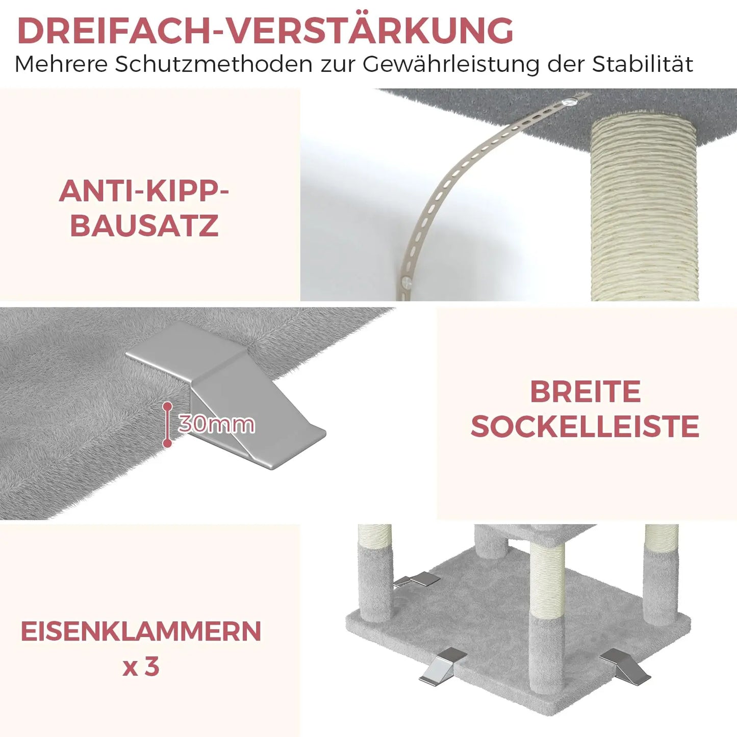 Oak&Tea XXL-Katzenbaum 208cm – Kratzbaum mit Haus, Hängematte & Kratzbrett, kippsicher für große Katzen - Animalivo