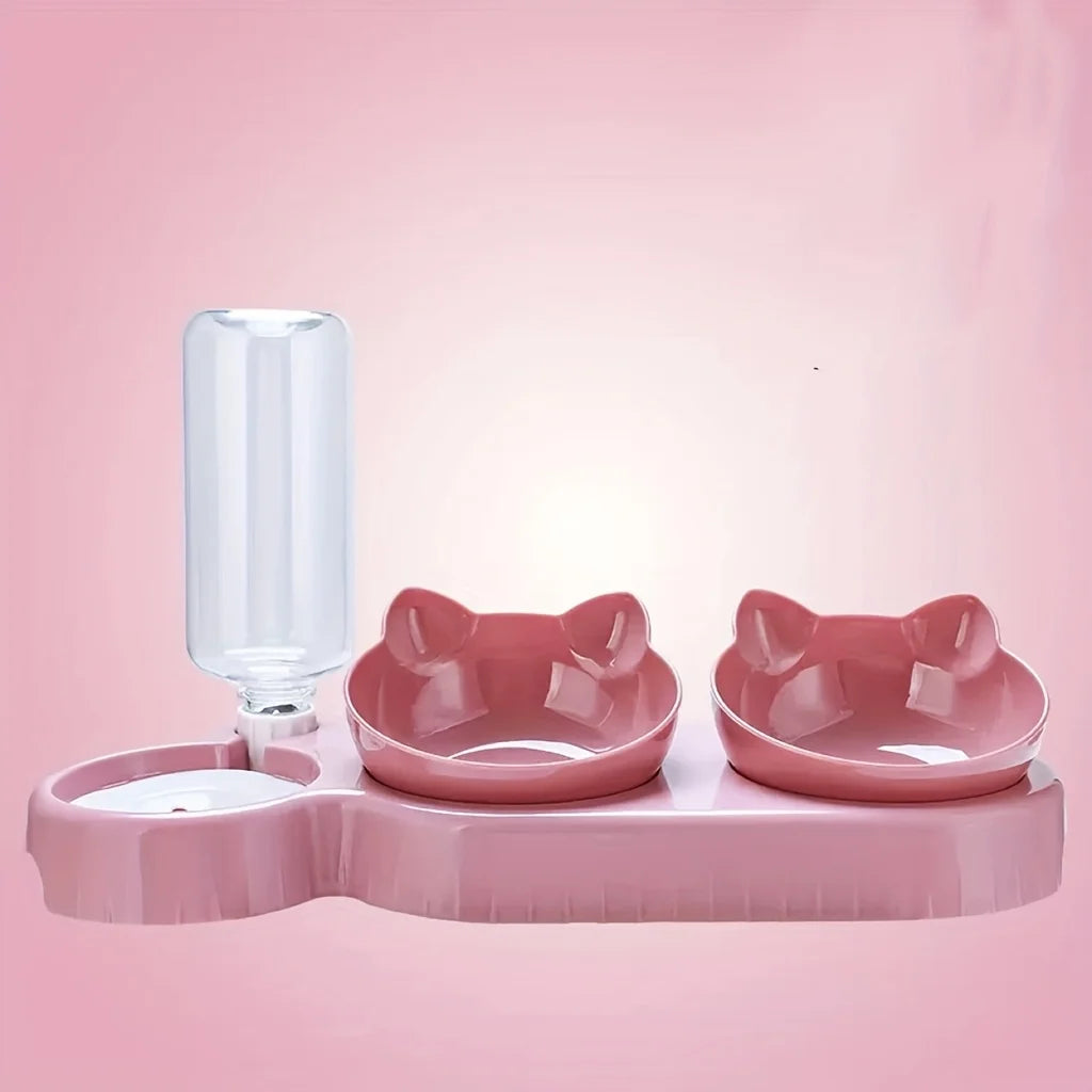 3-in-1 Erhöhter & Geneigter Futternapf mit Wasserspender - Animalivo