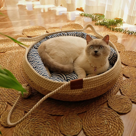 Gewebtes Katzenbett aus Weinstock (35/40cm)