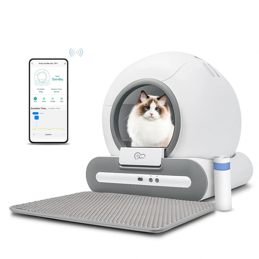 Große Automatische Katzentoilette mit App & Matte – Selbstreinigend