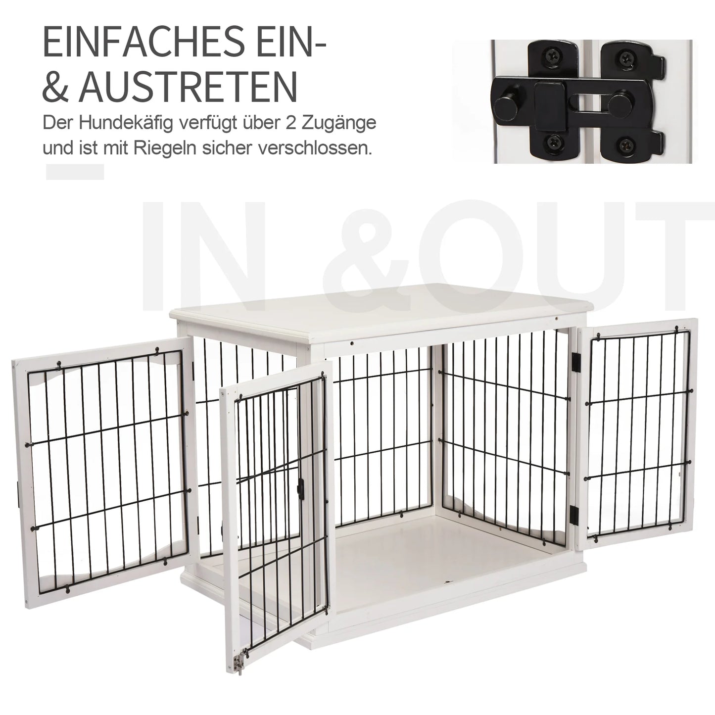 PawHut Hundekäfig Möbel mit 2 Eingängen moderne MDF Hundebox für Zuhause Indoor Hundehütte für bis zu 20 kg