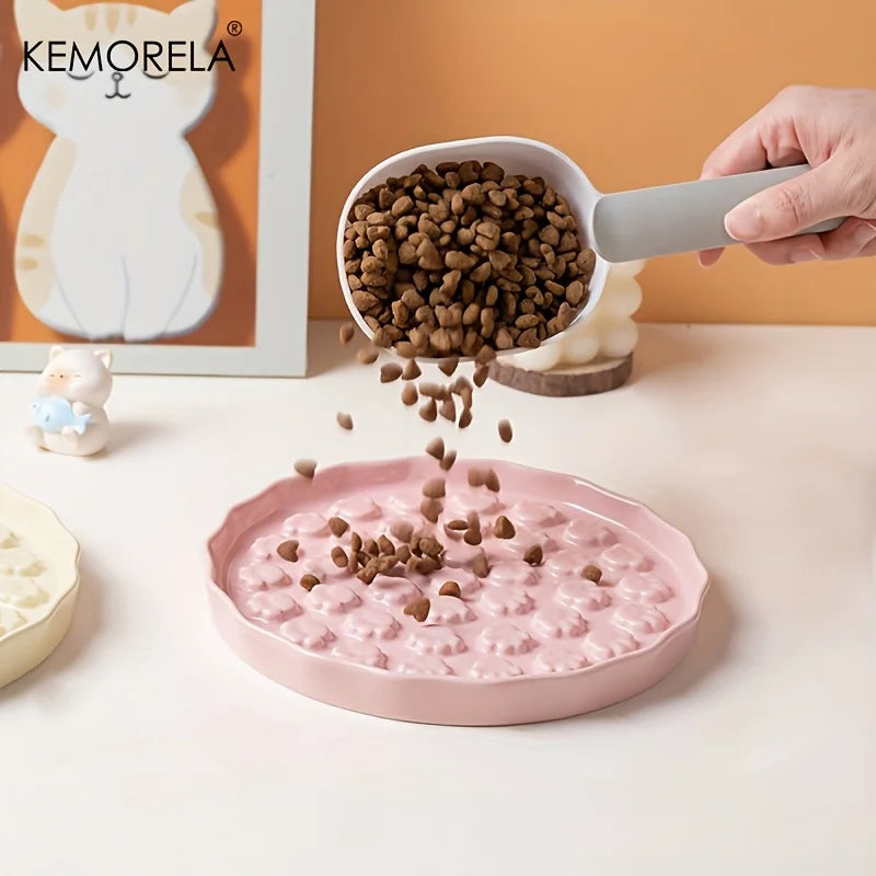 Keramik-Slow-Feeder Katzenschale im Pfoten-Design - Animalivo