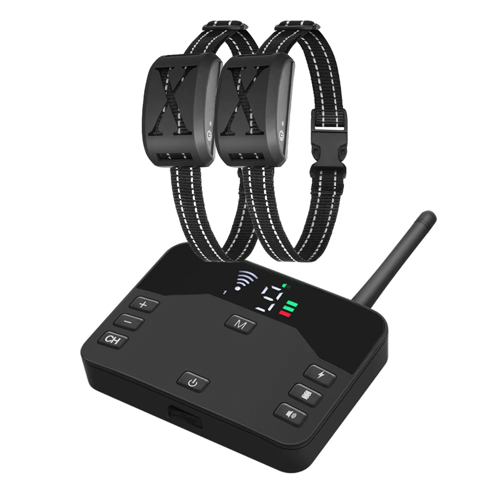 2-in-1 kabelloses elektronisches Hundezaunsystem und ferngesteuertes Trainingshalsband, Beep-Stoß-Vibration und Haustierunterhaltung für Welpen aller Größen - Animalivo