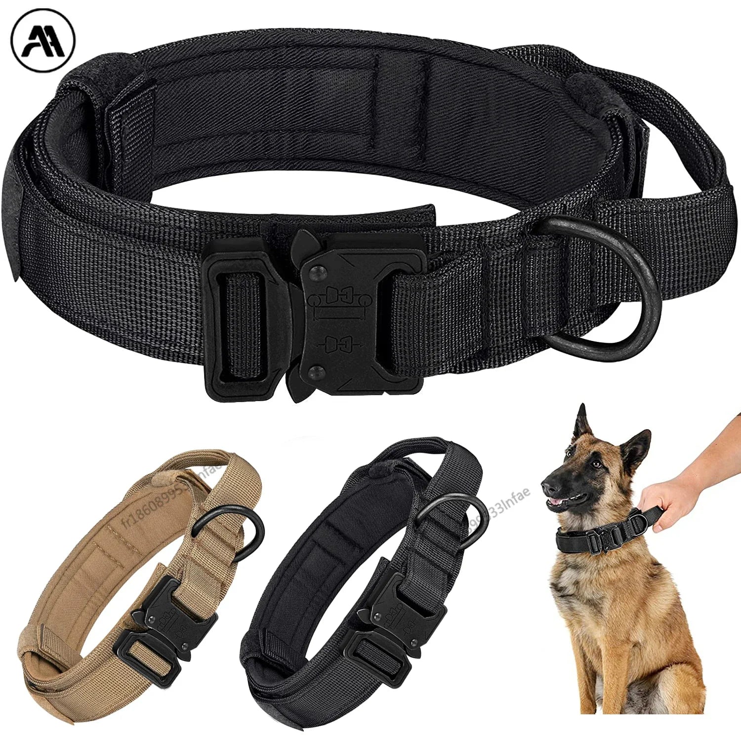 Taktisches Hundehalsband: Verstellbares Militärtraining-Halsband mit Steuergriff - Animalivo