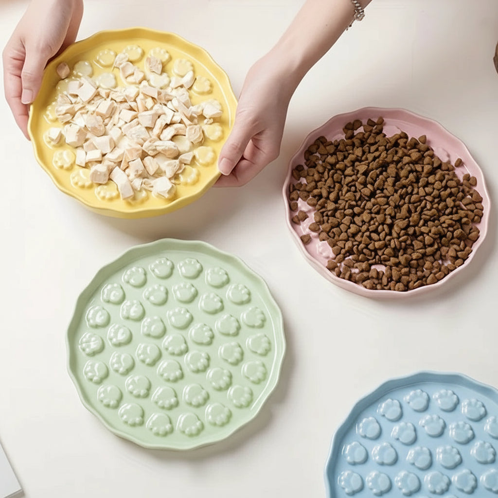 Keramik-Slow-Feeder Katzenschale im Pfoten-Design - Animalivo