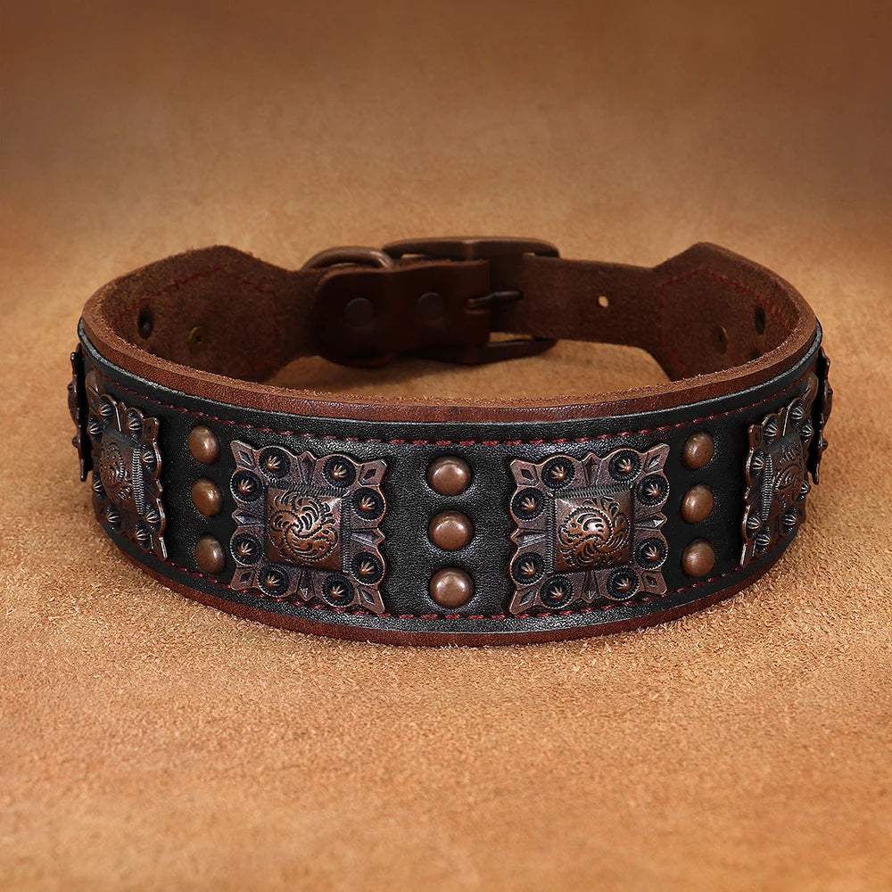 Cooles Hundehalsband aus Echtem Leder mit Spikes (Verstellbar) - Animalivo