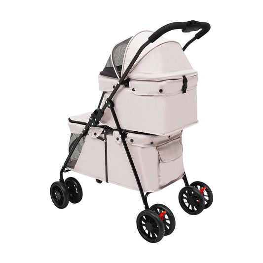 Faltbarer Doppel-Haustier-Kinderwagen (2-lagig) – Leichter Trolley für Reisen - Animalivo