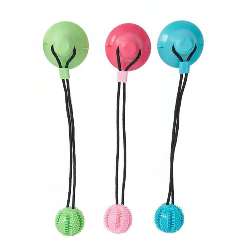 Kauspielzeug-Ball: Interaktiver Futterspender mit Saugnapf für aggressive Kauer & Zahnreinigung - Animalivo