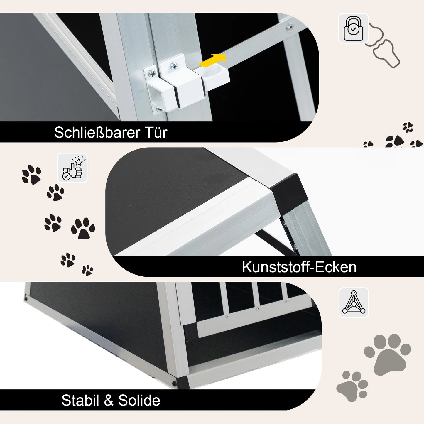 Aluminium-Hundetransportbox (Auto-Reisetasche) – Schwarz - Animalivo