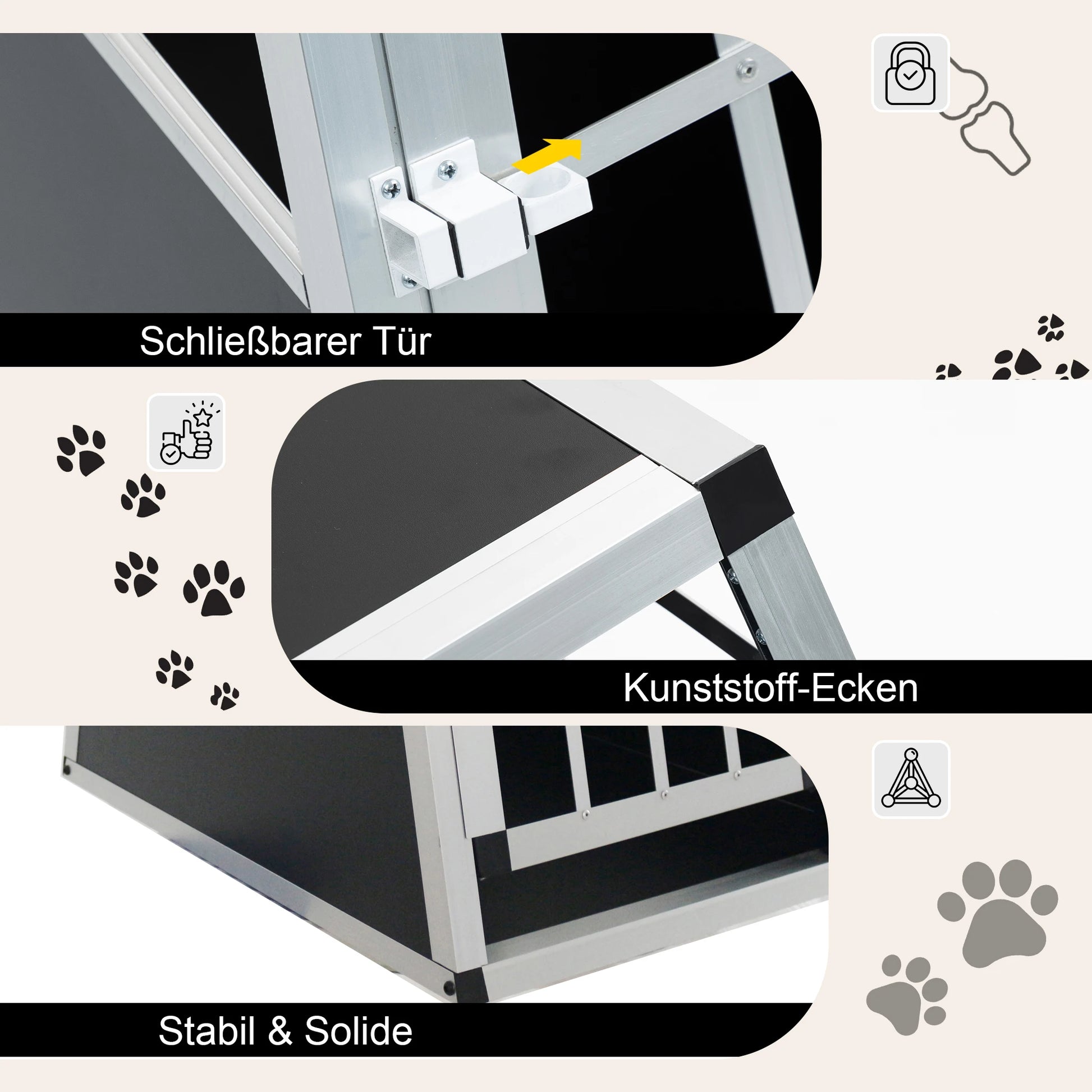 Aluminium-Hundetransportbox (Auto-Reisetasche) – Schwarz - Animalivo