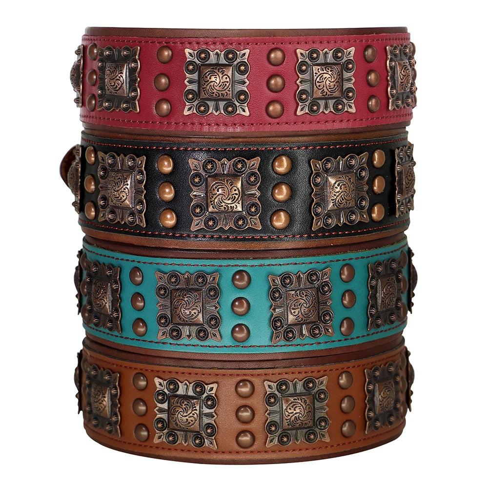 Cooles Hundehalsband aus Echtem Leder mit Spikes (Verstellbar) - Animalivo