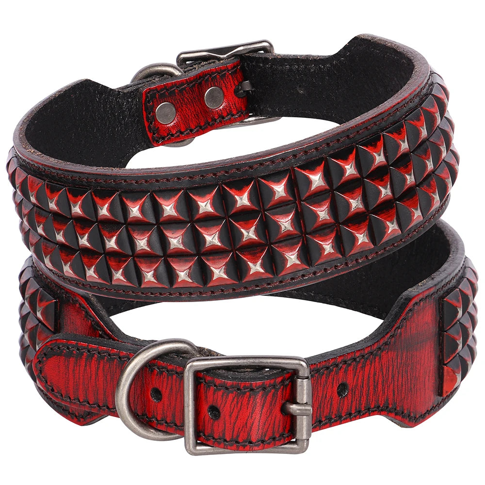 2-Zoll Breites Leder-Hundehalsband mit Spikes (Langlebig) - Animalivo