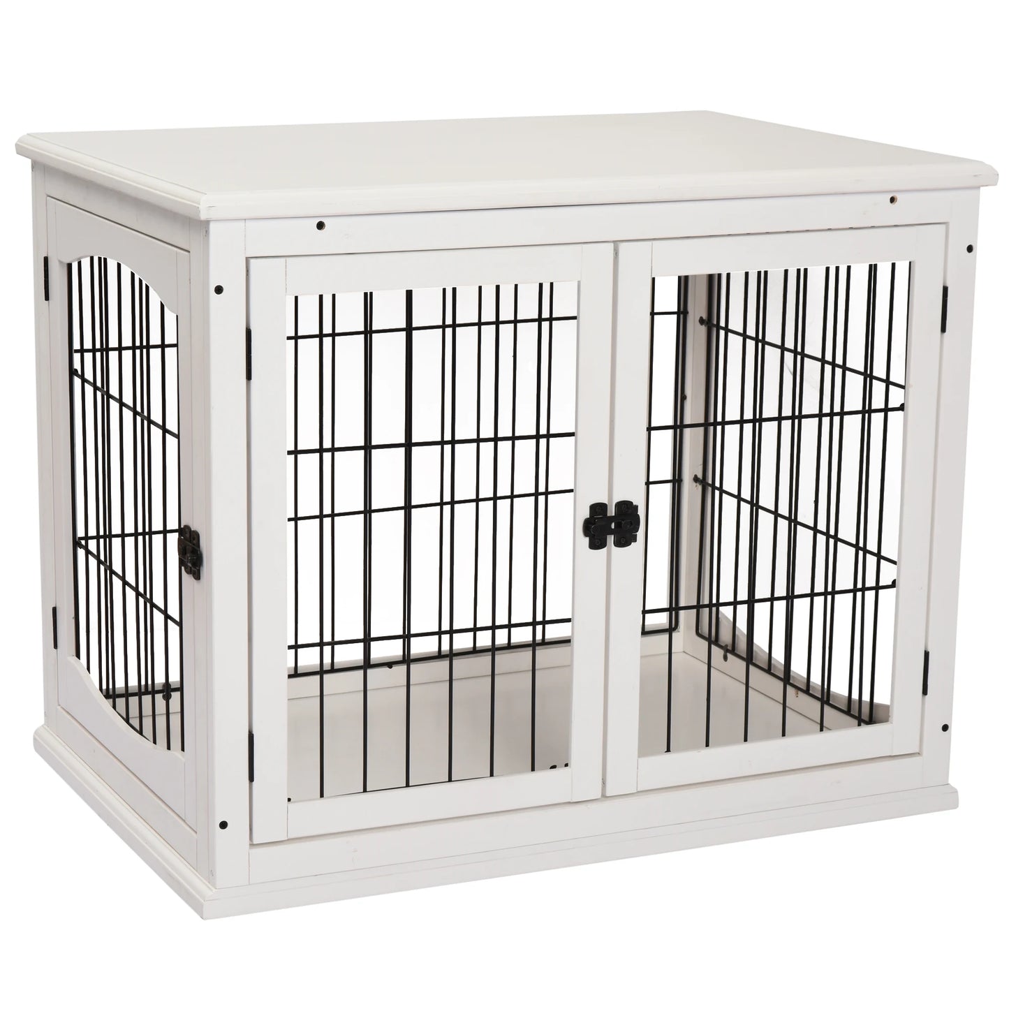 PawHut Hundekäfig Möbel mit 2 Eingängen moderne MDF Hundebox für Zuhause Indoor Hundehütte für bis zu 20 kg