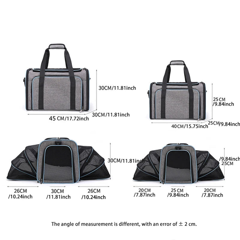 Faltbare Haustier-Tragetasche: Erweiterbar, atmungsaktiv & ideal für kleine Hunde und Katzen - Animalivo