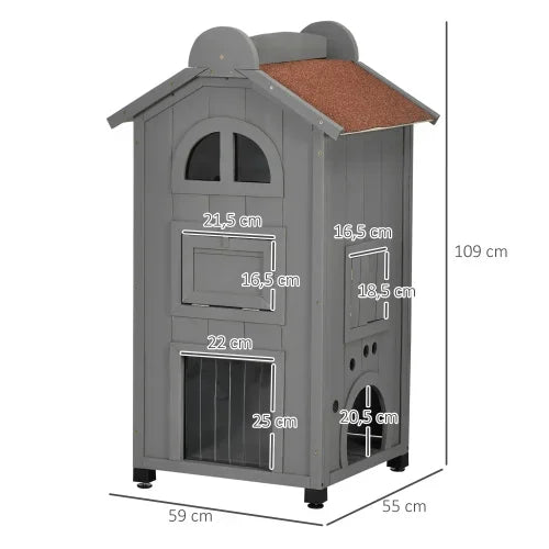 Graues Katzenhaus (109 cm) – Vielseitiger Katzenschrank für Bett & Katzentoilette - Animalivo