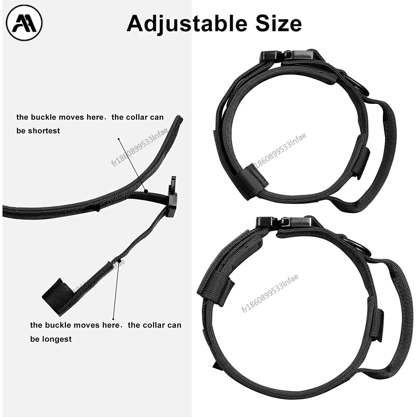 Taktisches Hundehalsband: Verstellbares Militärtraining-Halsband mit Steuergriff - Animalivo