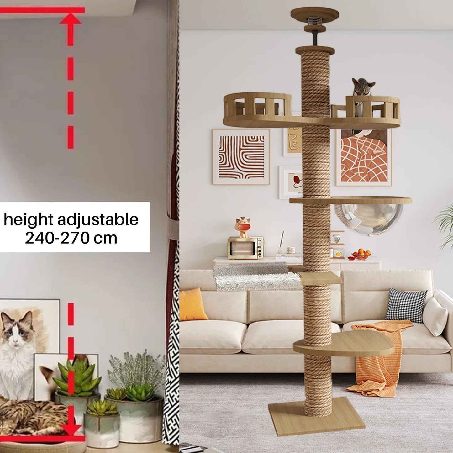 Kratzbaum Boden bis zur Decke für große Katzen