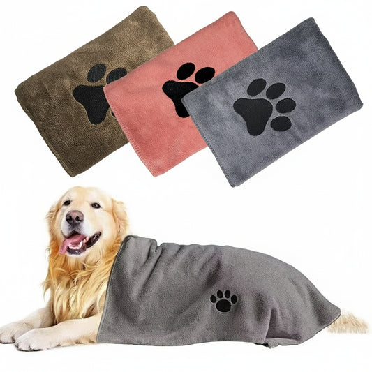 Saugfähiges Mikrofaser-Badetuch für Haustiere (Gestickt) - Animalivo