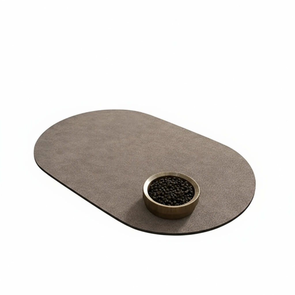 Saugfähige & Rutschfeste Futtermatte, Oval (Schnelltrocknend) - Animalivo