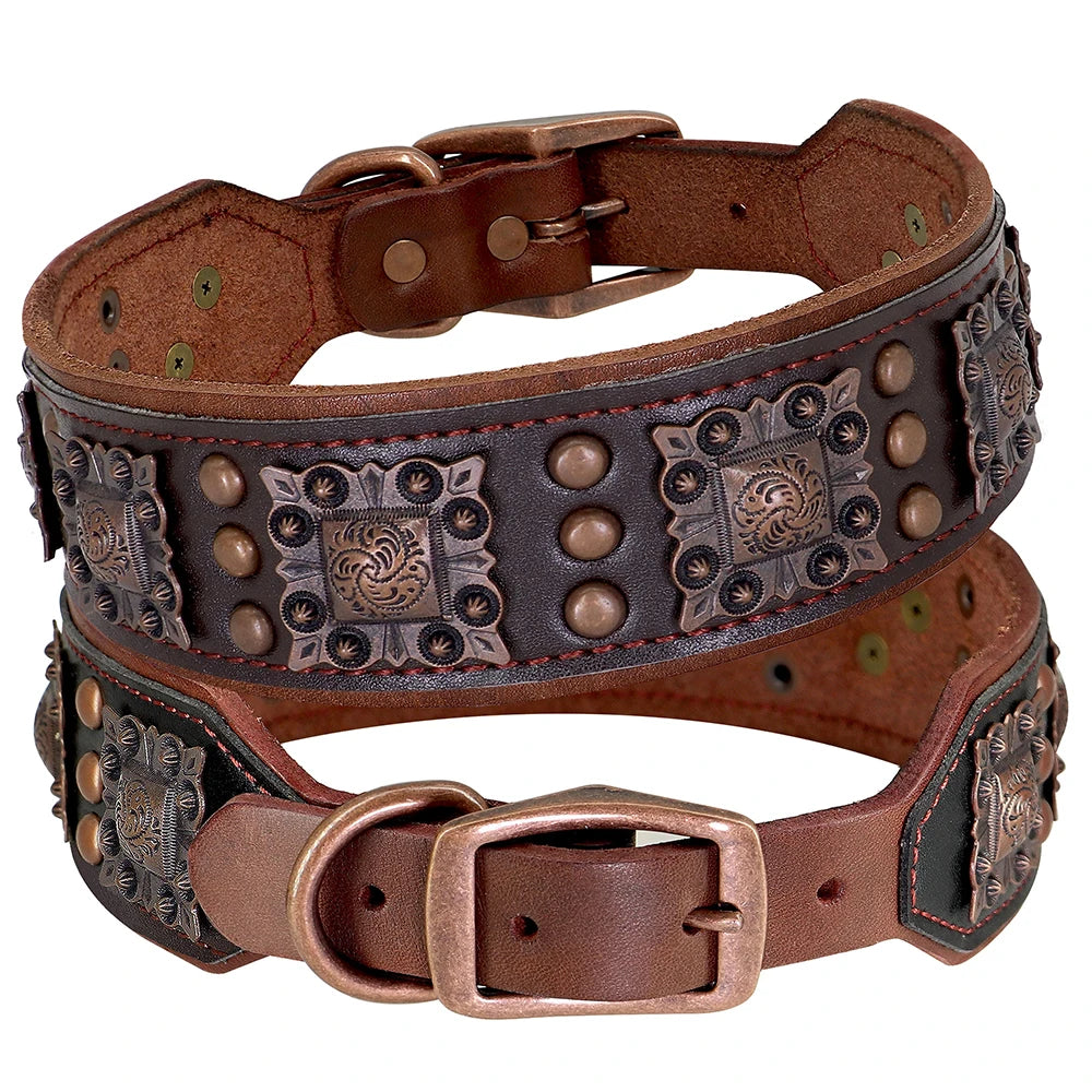 Cooles Hundehalsband aus Echtem Leder mit Spikes (Verstellbar) - Animalivo