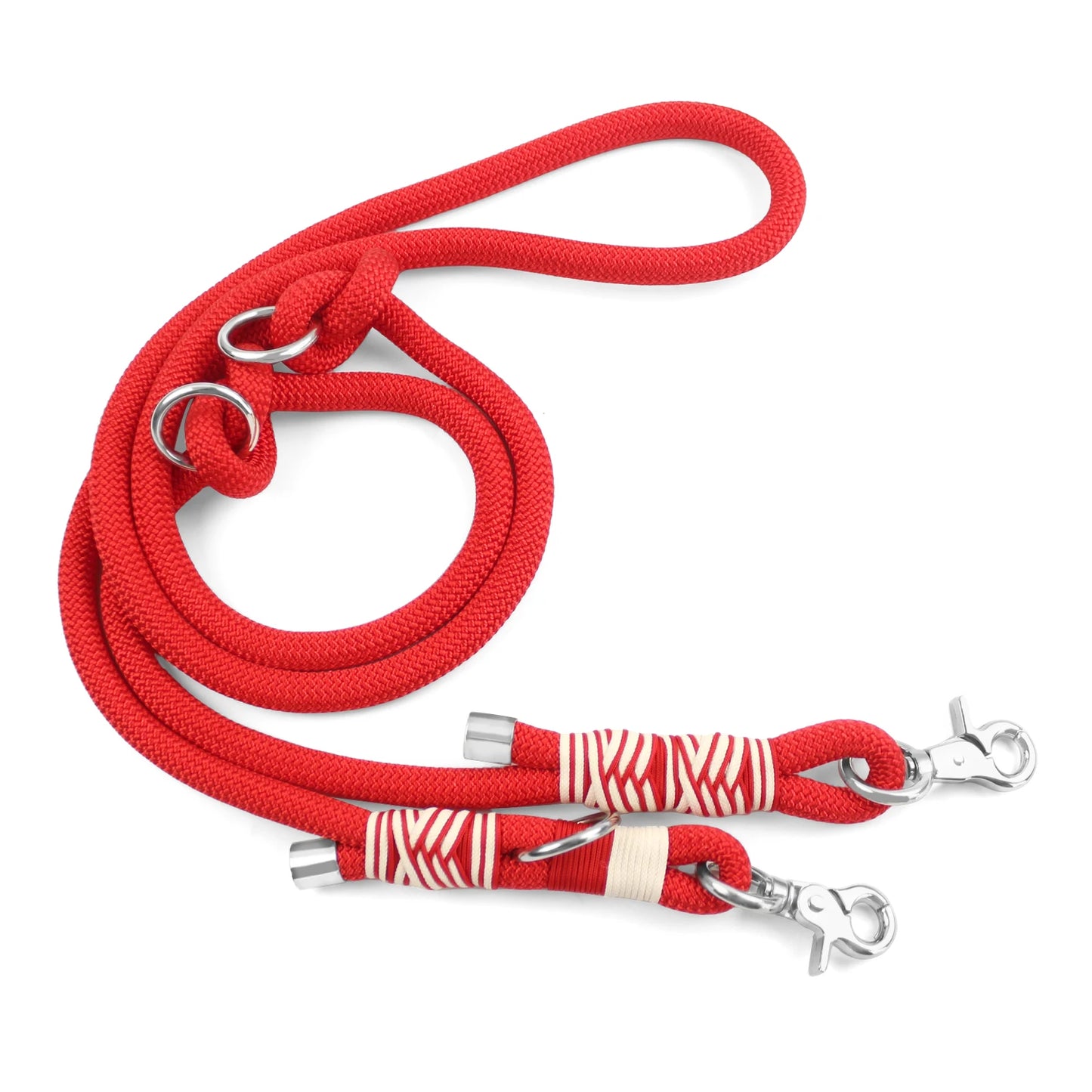 Doppelte Schnallen, geflochtene Leinen für Hunde, einfarbig, multifunktionale handgewebte Leine, Spazierengehen im Freien mit mittleren und großen Hunden - Animalivo