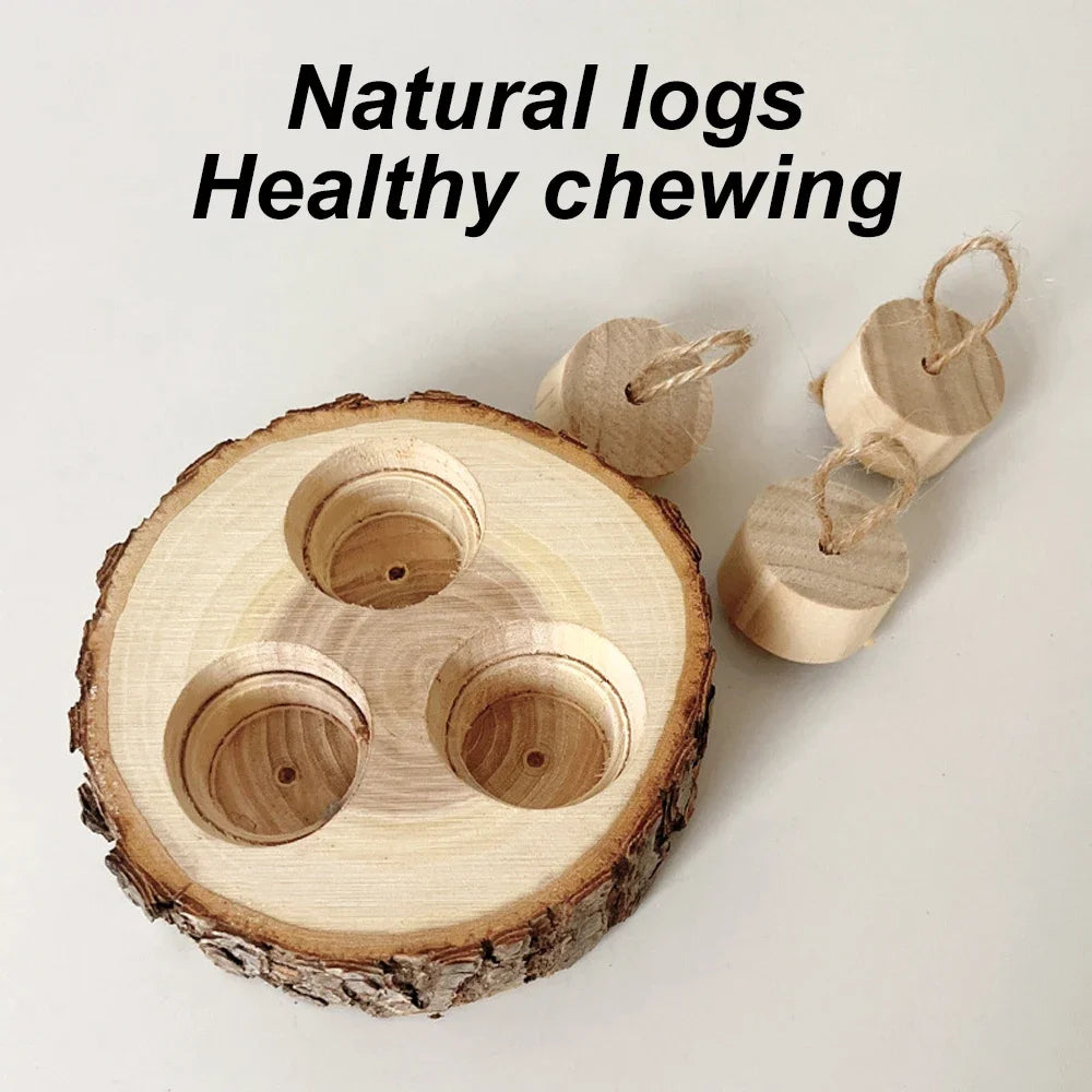 Rundes Holz-Kauspielzeug zur Nahrungssuche - Animalivo