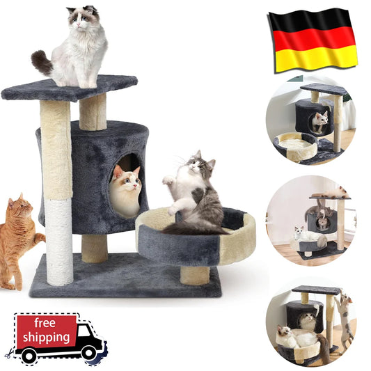Kompakter Kratzbaum mit Höhle für Kätzchen & Katzen