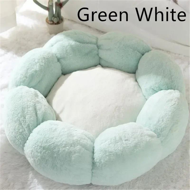 Blumenförmiges Ultraweiches Plüsch-Katzenbett - Animalivo